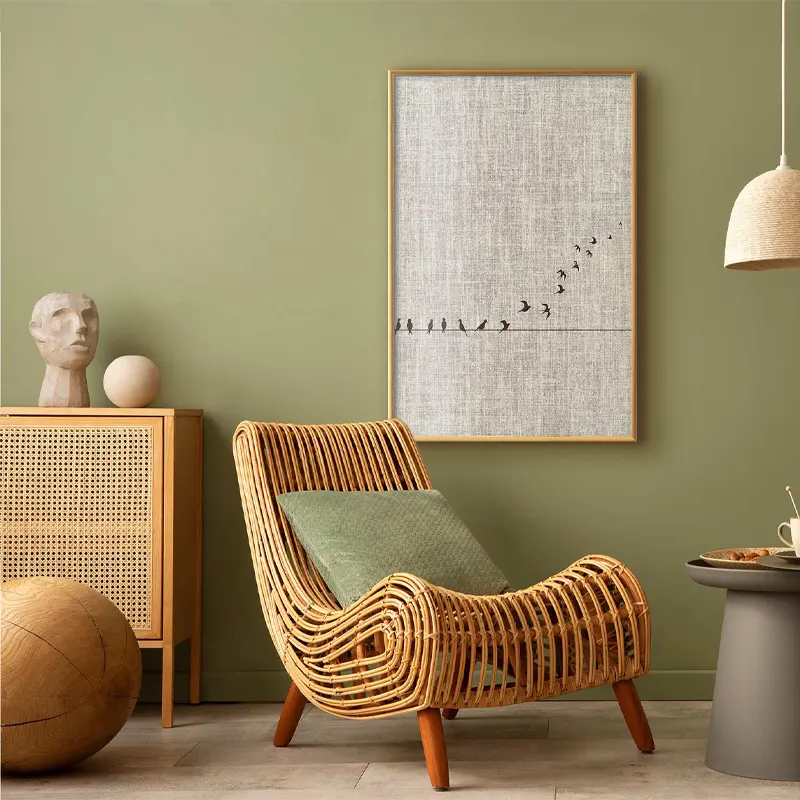 Poster encadré Vol des hirondelles avec cadre doré