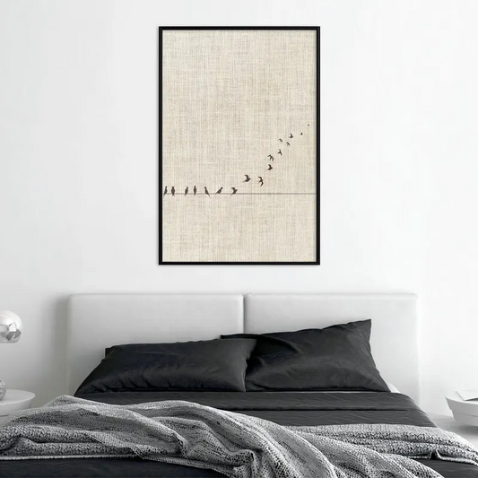 Poster encadré Vol des hirondelles avec cadre noir