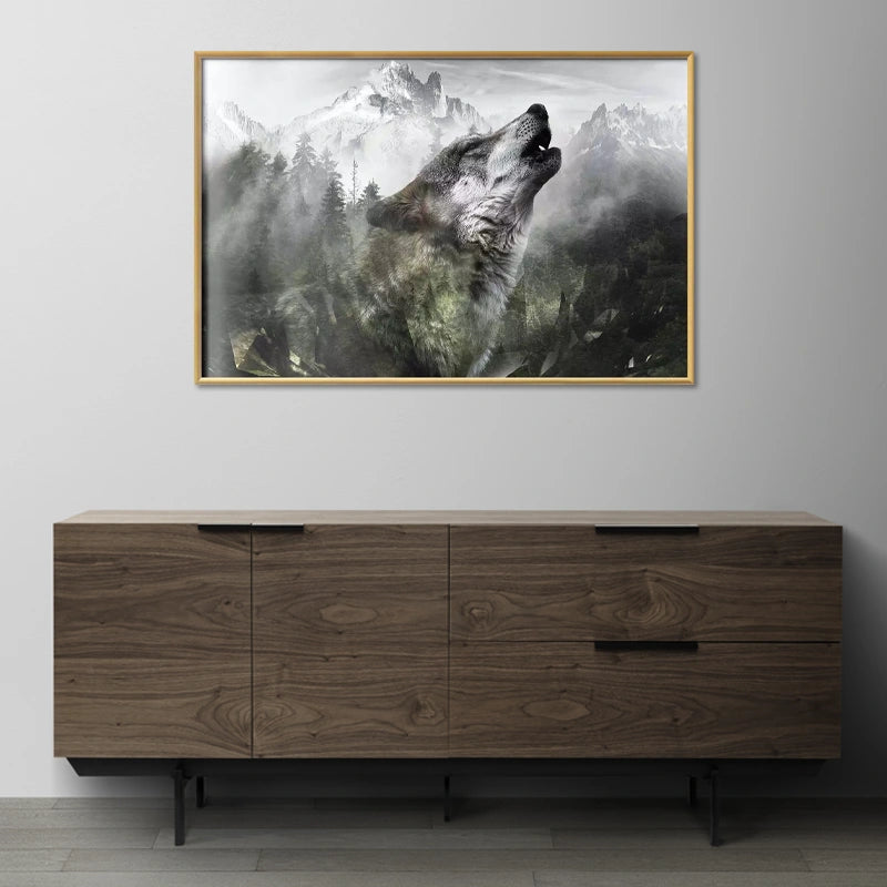 Poster encadré d'un Loup Hurlant