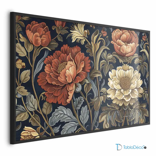 Poster Fleurs Rétro Colorées cadre noir
