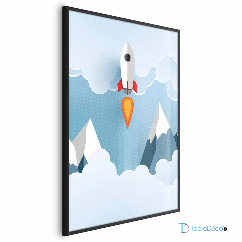Poster Fusée dans les nuages pour Enfant