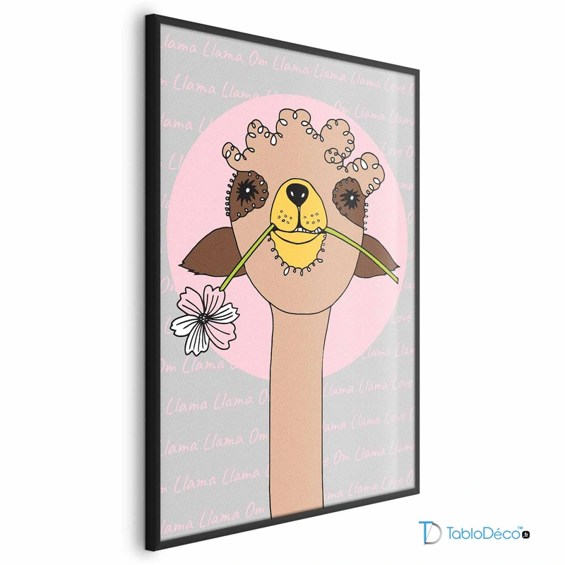 Poster Lama Joyeux avec cadre noir
