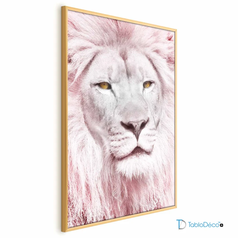 Poster Lion La Force Tranquille avec un cadre doré