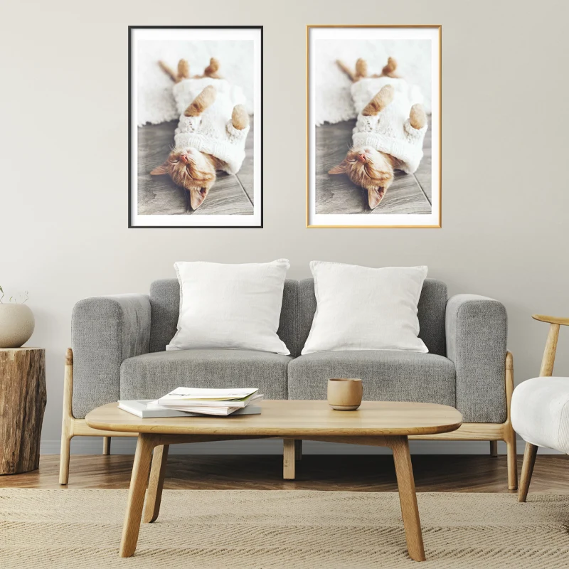 Poster mural d'un Chaton Endormi dans un salon