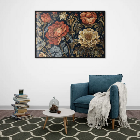 Poster Tapisserie Fleurie Rétro