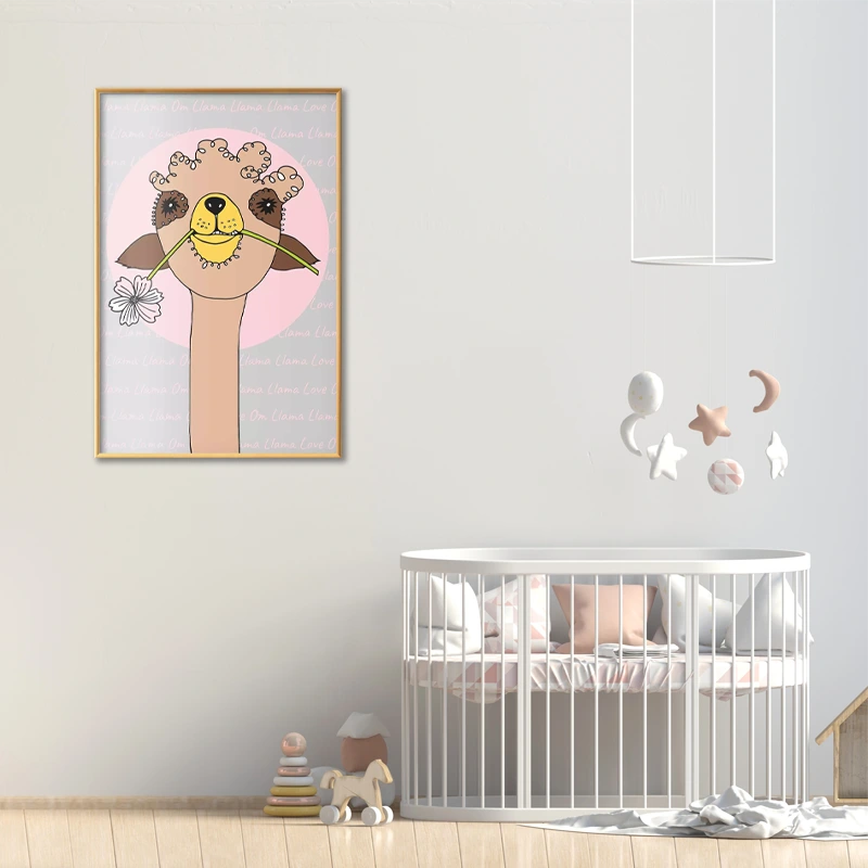 Poster Mural avec un Lama Joyeux pour enfant
