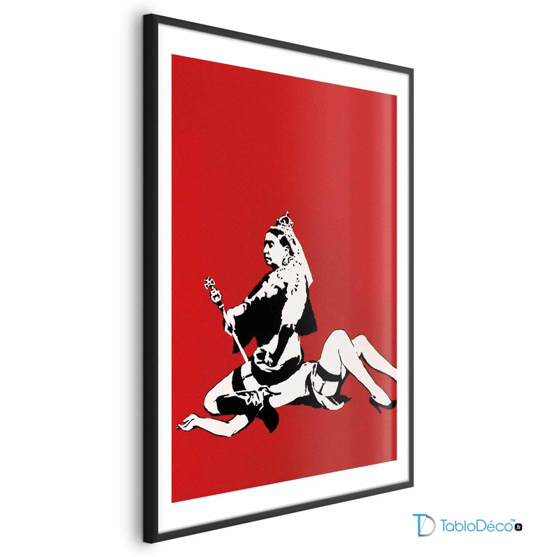 Poster Queen Victoria de Banksy dans un cadre noir avec marge