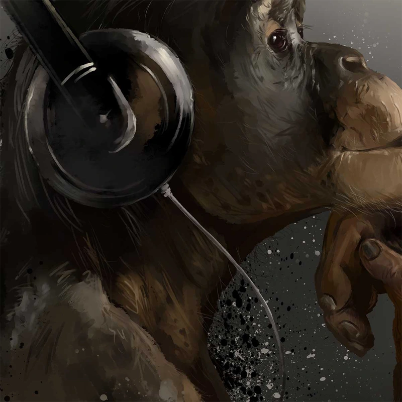 Zoom sur la qualité d'impression du Tableau Monkey Music