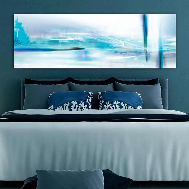 Toile décorative de style Abstrait Bleu et Blanc dans une chambre - TabloDéco.fr