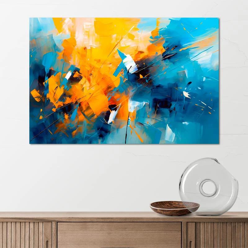 Tableau Abstrait Bleu et Jaune - TabloDéco.fr