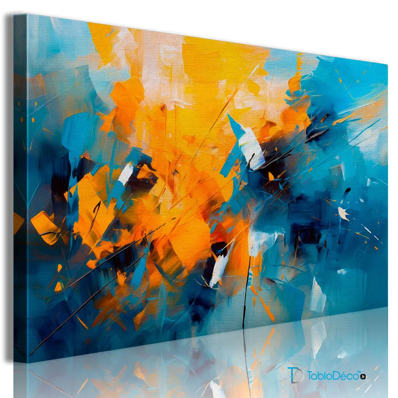 Acheter un Tableau Abstrait Bleu et Jaune - TabloDéco.fr