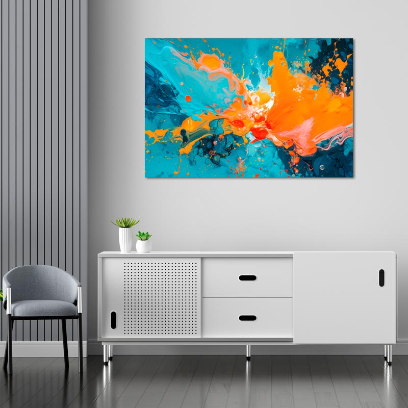 Tableau de décoration style Abstrait en Bleu et Orange - TabloDéco.fr
