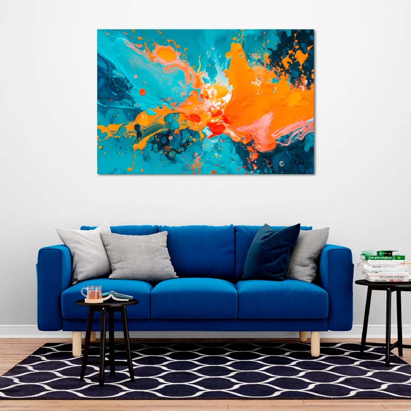 Tableau Abstrait Bleu et Orange - TabloDéco.fr