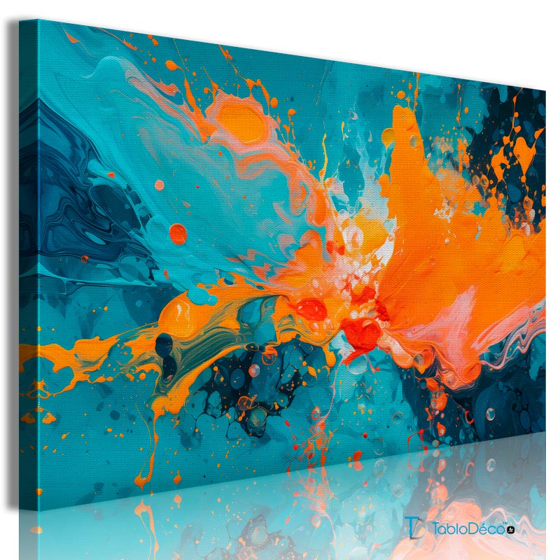 Acheter un Tableau Abstrait Bleu et Orange - TabloDéco.fr