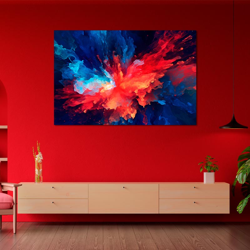 Tableau Abstrait Bleu et Rouge - TabloDéco.fr