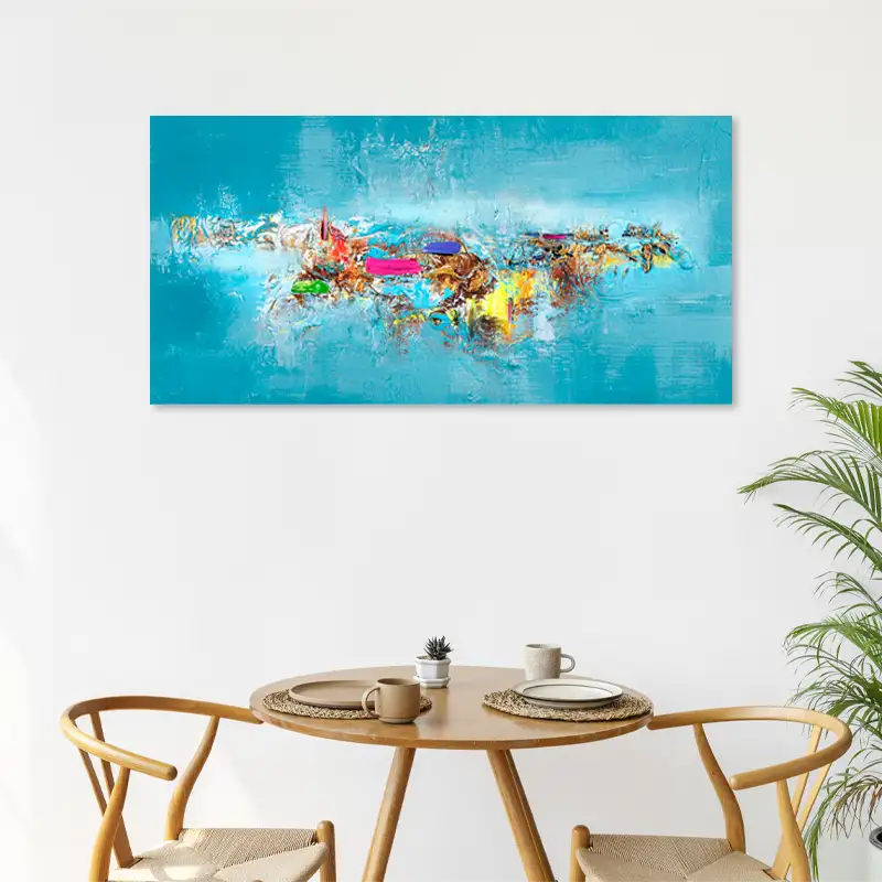 Toile murale d'art Abstrait Bleu Turquoise - TabloDéco.fr