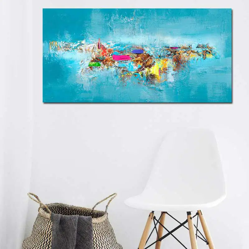 Tableau Abstrait Bleu Turquoise - TabloDéco.fr