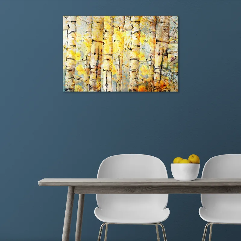 Tableau Abstrait Forêt Bouleaux - TabloDéco.fr