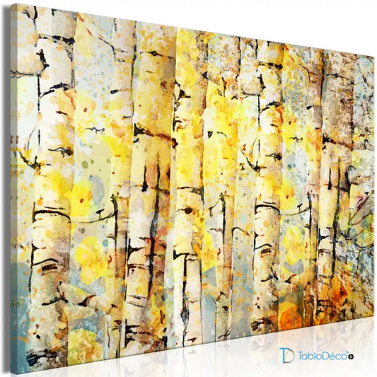 Acheter un Tableau Abstrait avec une Forêt de Bouleaux - TabloDéco.fr