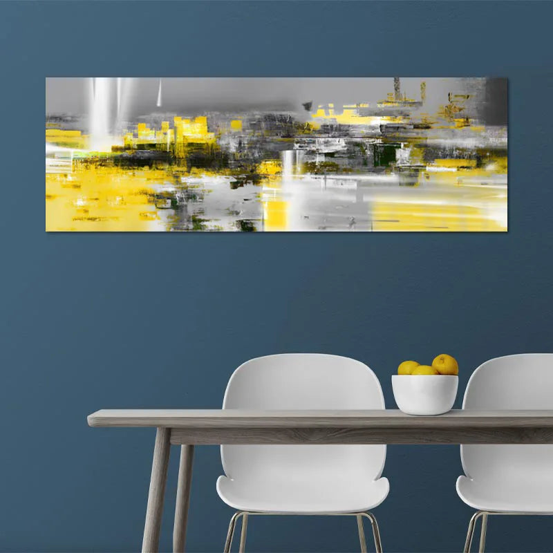 Toile décorative Abstrait Jaune et Gris - TabloDéco.fr