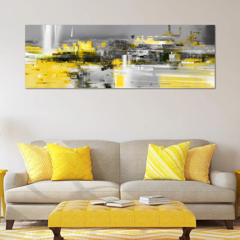 Tableau Abstrait Gris et Jaune - TabloDéco.fr