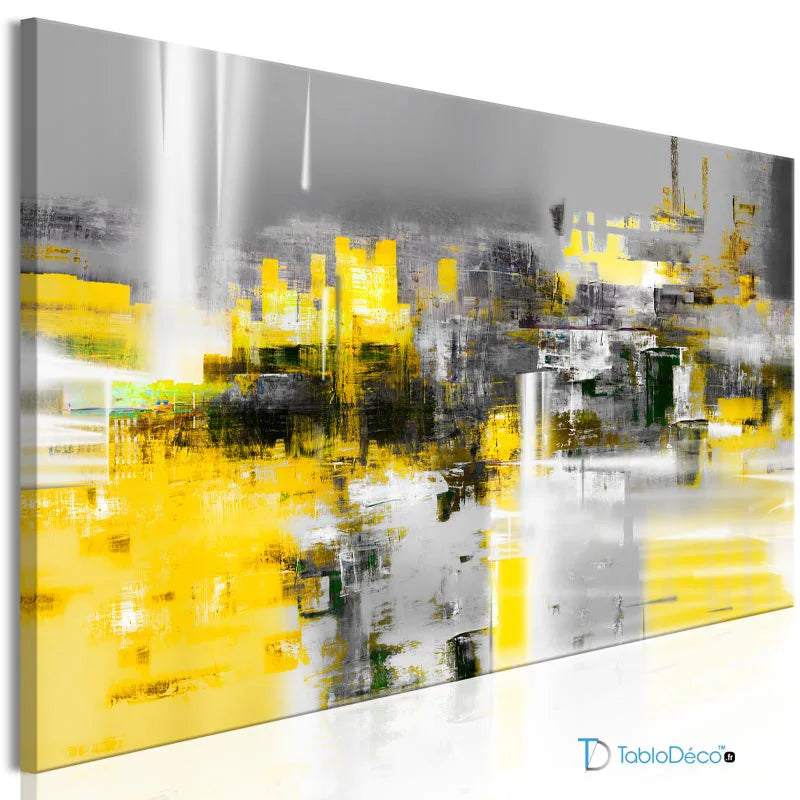 Acheter un Tableau Abstrait Gris et Jaune - TabloDéco.fr
