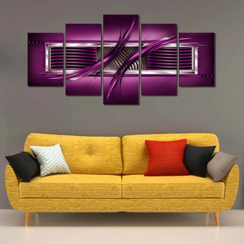 Tableau Abstrait Mauve dans un salon - TabloDéco.fr