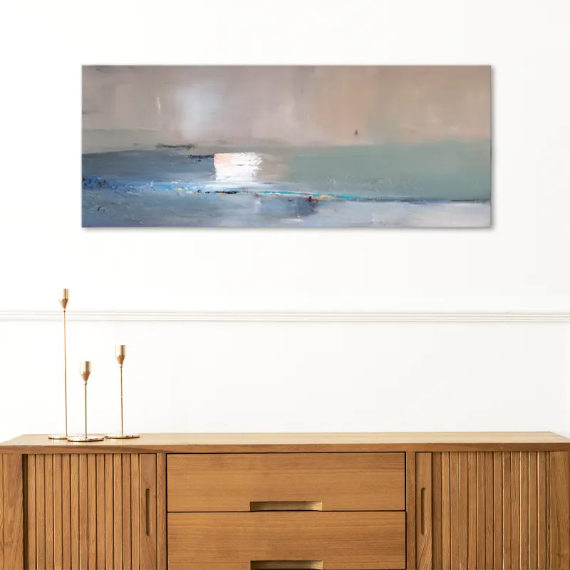 Tableau abstrait peint en gris clair - TabloDéco.fr