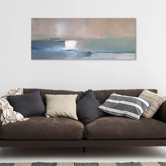 Toile peinte à la main de style abstrait en gris clair - TabloDéco.fr