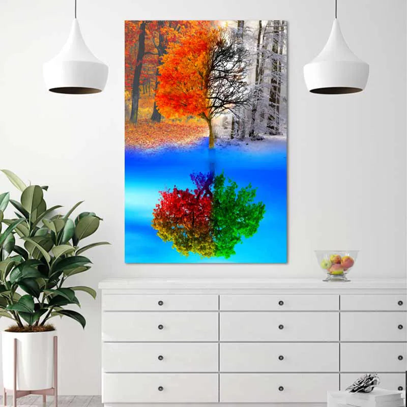 Tableau décoratif sur toile Arbre 4 Saisons - TabloDéco.fr