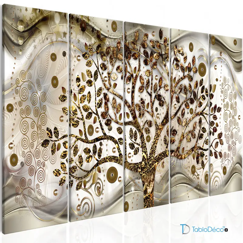 Acheter un Tableau avec un Arbre Doré - TabloDéco.fr