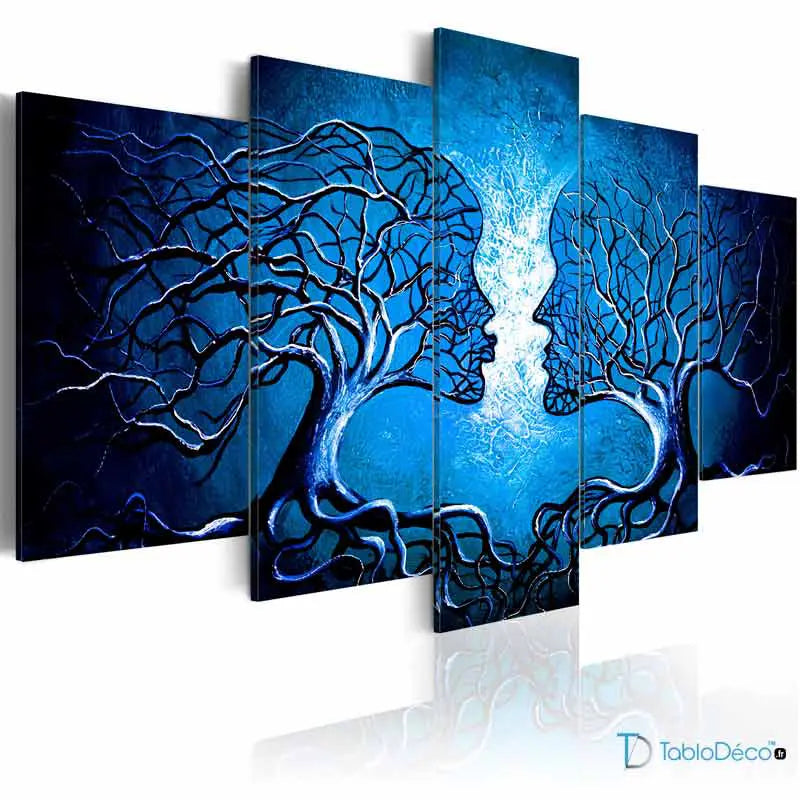 Tableau d'Arbres Visages de couleur bleue - TabloDéco.fr