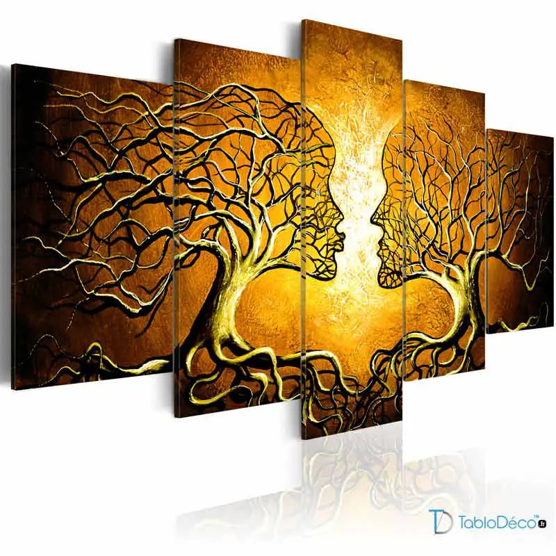 Toile déco d'Arbres en forme de Visages de couleur jaune - TabloDéco.fr