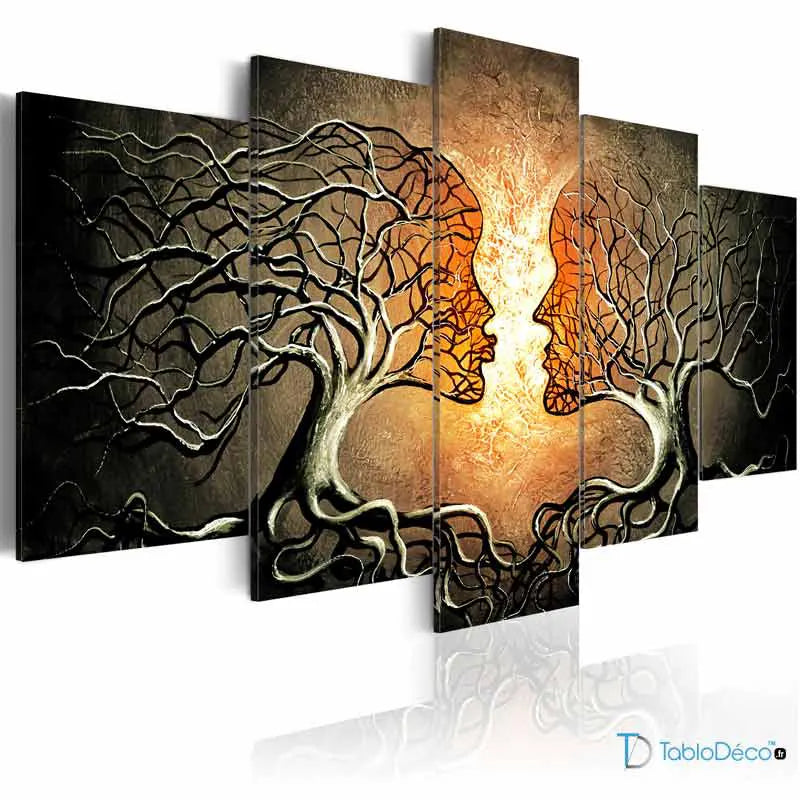 Tableau décoratif avec 2 Arbres en forme de Visages - TabloDéco.fr