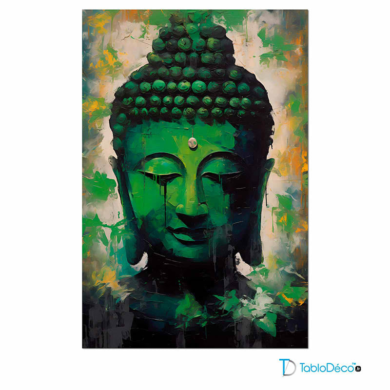 Acheter un Tableau avec un Bouddha Vert - TabloDéco.fr