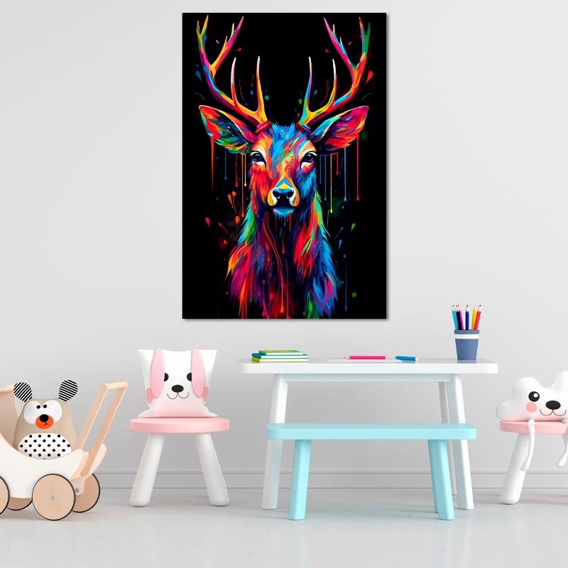 Tableau déco sur toile d'un Cerf Pop Art - TabloDéco.fr
