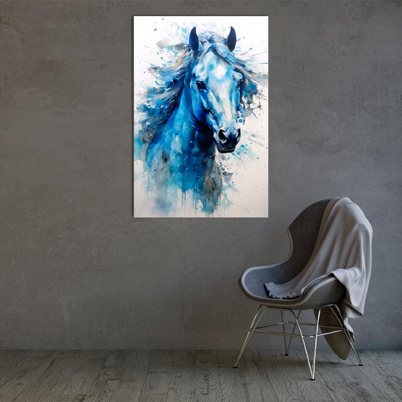 Toile décorative d'un Cheval Bleu - TabloDéco.fr