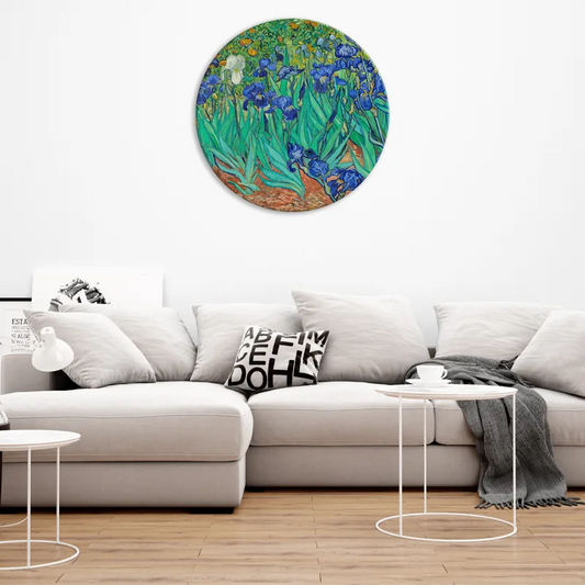 Tableau circulaire - Iris de Van Gogh dans un salon