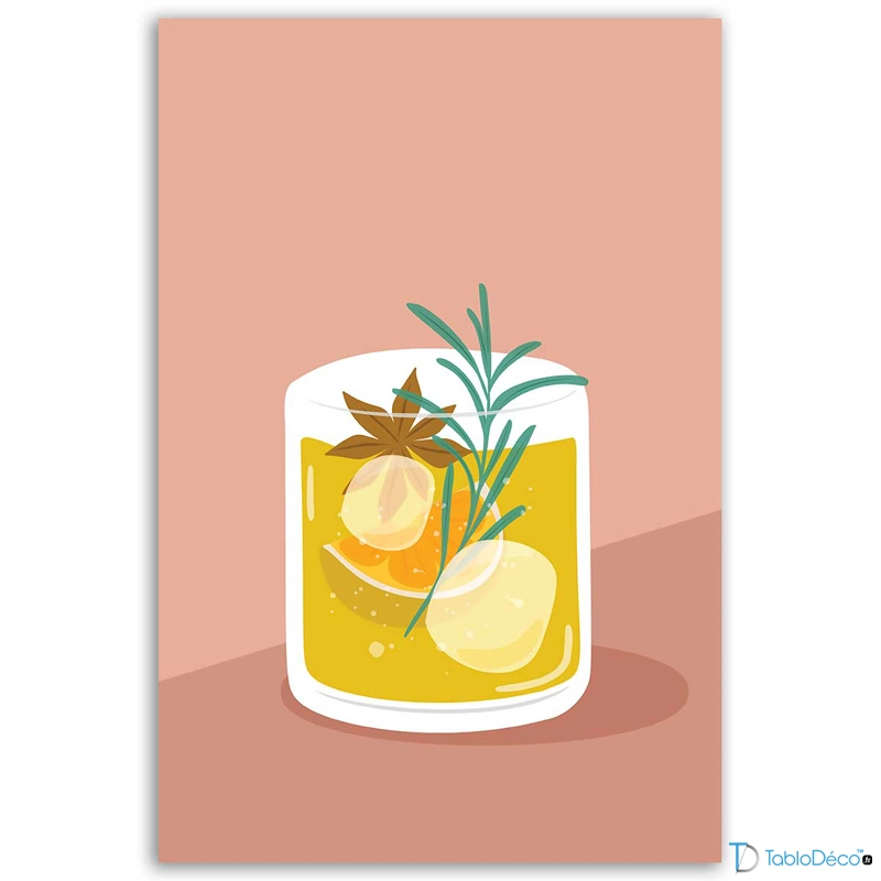 Tableau Cocktail Jaune Ensoleillé - TabloDéco.fr