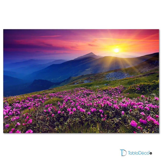 Tableau coucher de soleil montagne