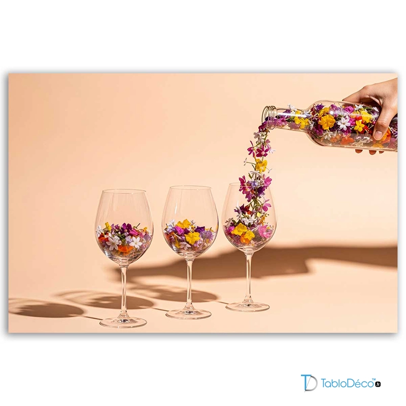 Tableau Cuisine Verres de Fleurs