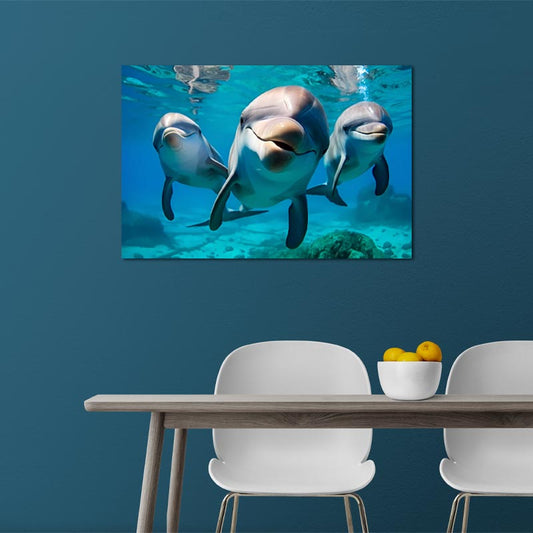 toile déco avec des dauphins - TabloDéco.fr