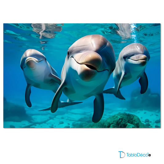 Acheter un tableau avec 3 dauphins - TabloDéco.fr