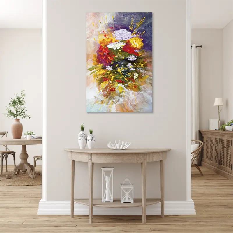 Tableau sur toile avec un Bouquet de Fleurs multicolore