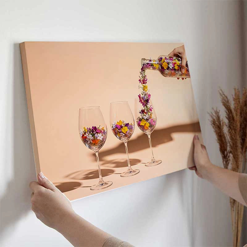 Tableau Déco Cuisine Verres de Fleurs