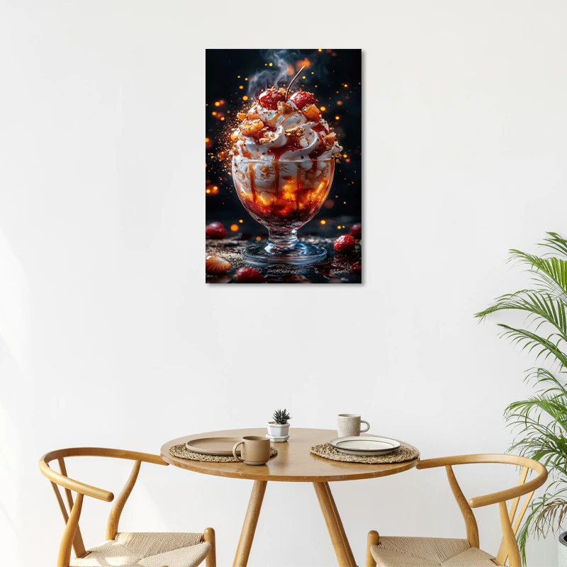 Tableau déco avec une Glace Caramel aux Fruits Rouges qui décore une cuisine