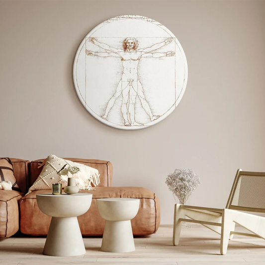 Tableau Déco Rond l'Homme de Vitruve de Léonard de Vinci