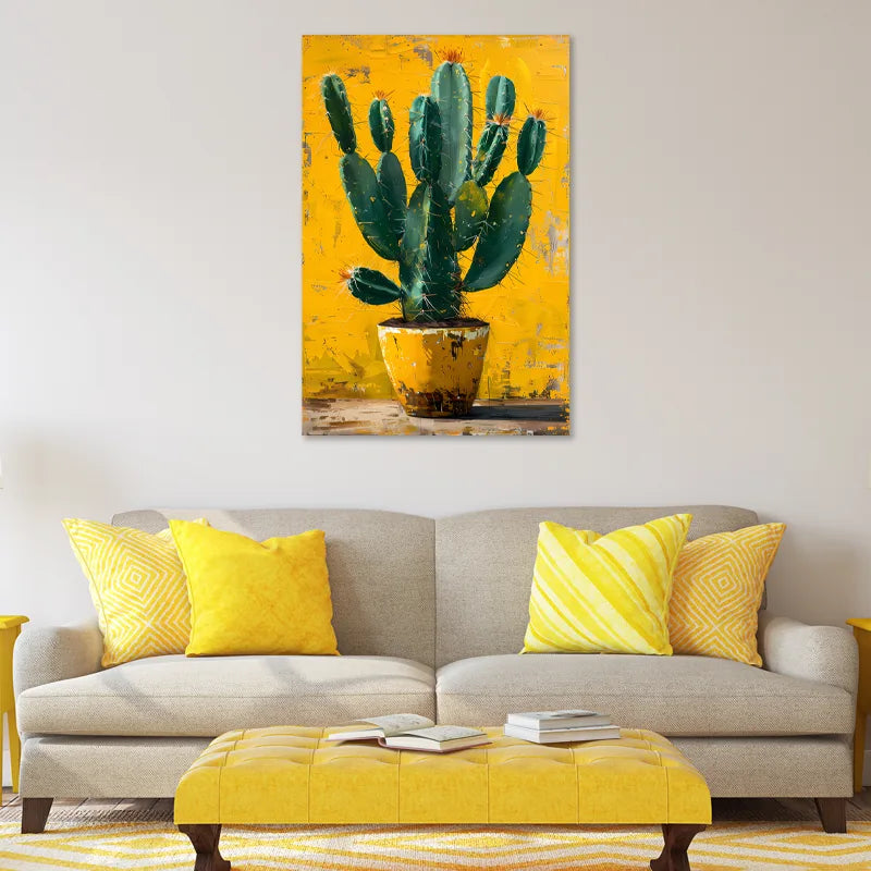 Tableau déco Scandinave Cactus dans un salon
