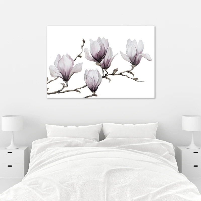 Tableau déco Scandinave de Magnolias dans une chambre