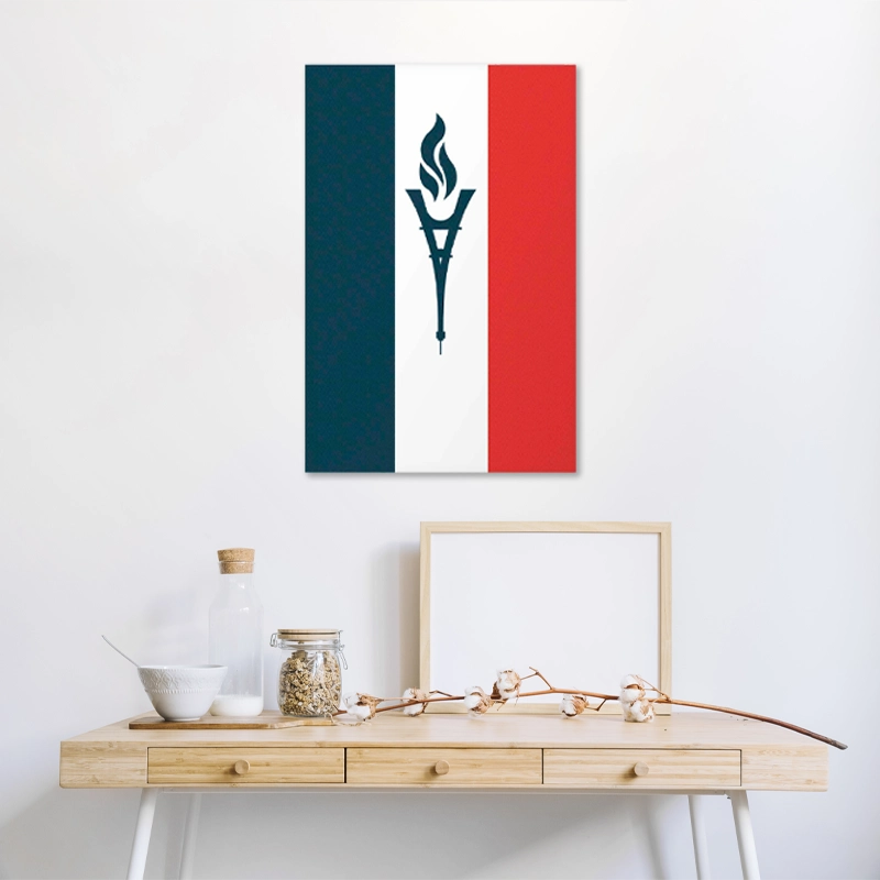 Tableau décoratif sur toile de la Torche Olympique sur Drapeau Français (JO Paris 2024)